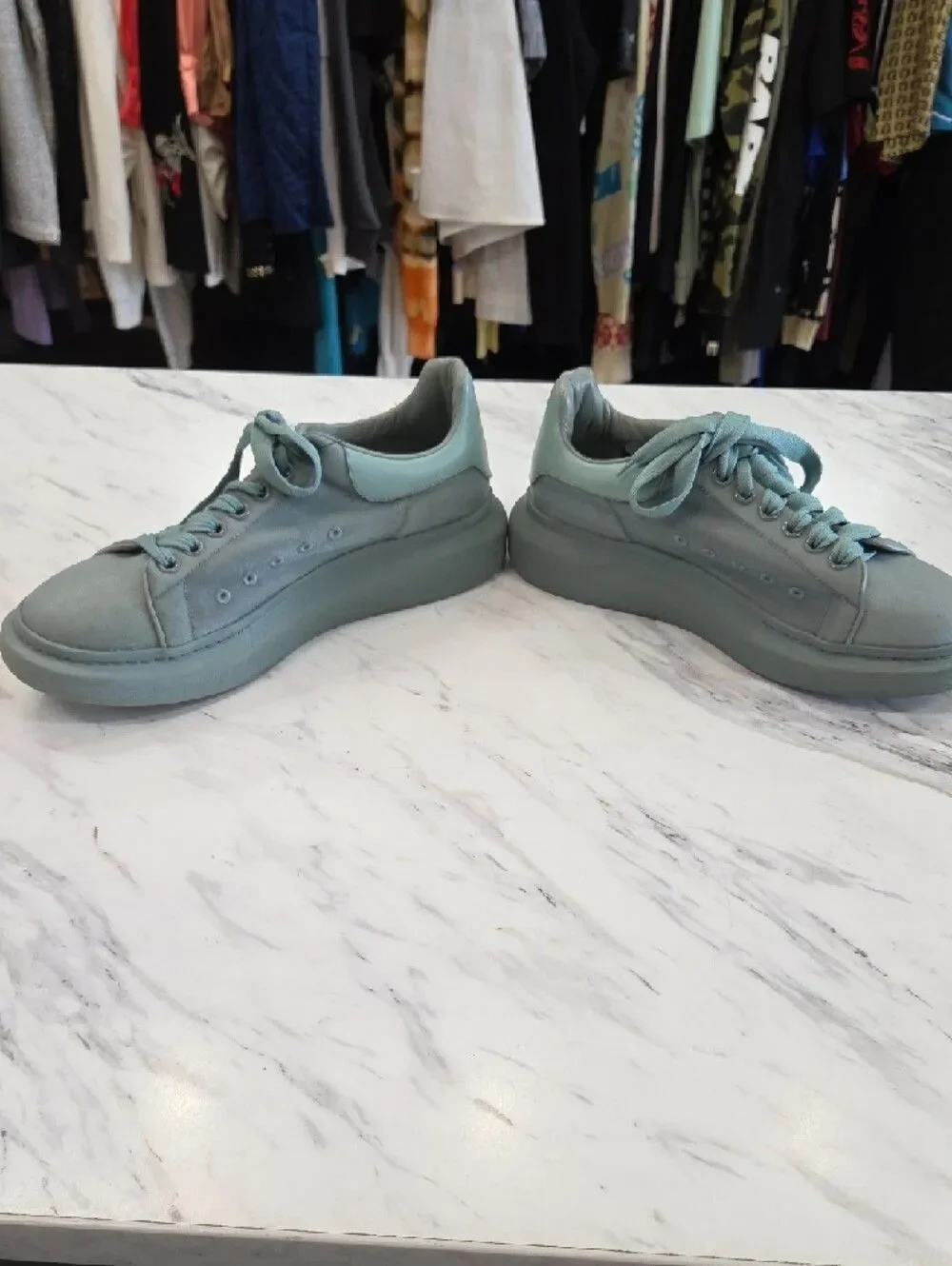 Alexander McQueen Mint Green Oversized Sneakers